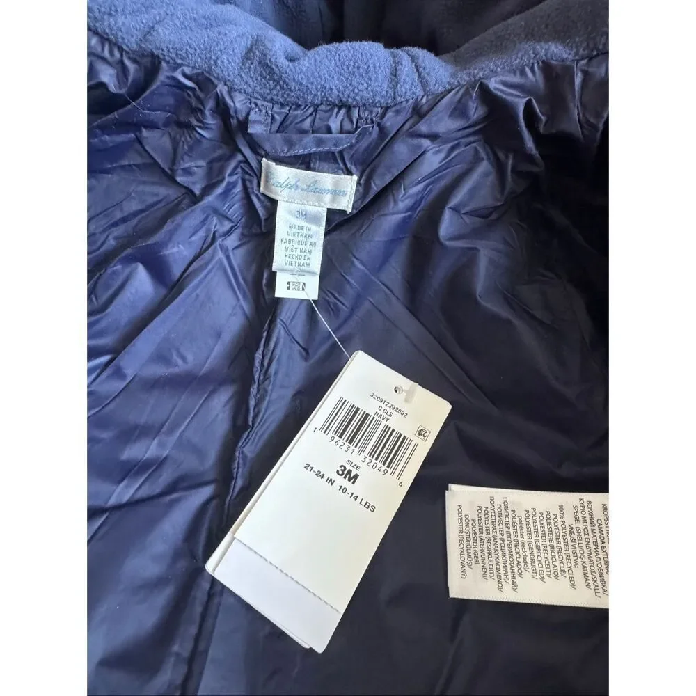 Ralph Lauren Baby Quilted Navy Blue Hooded Bunting 3 Month